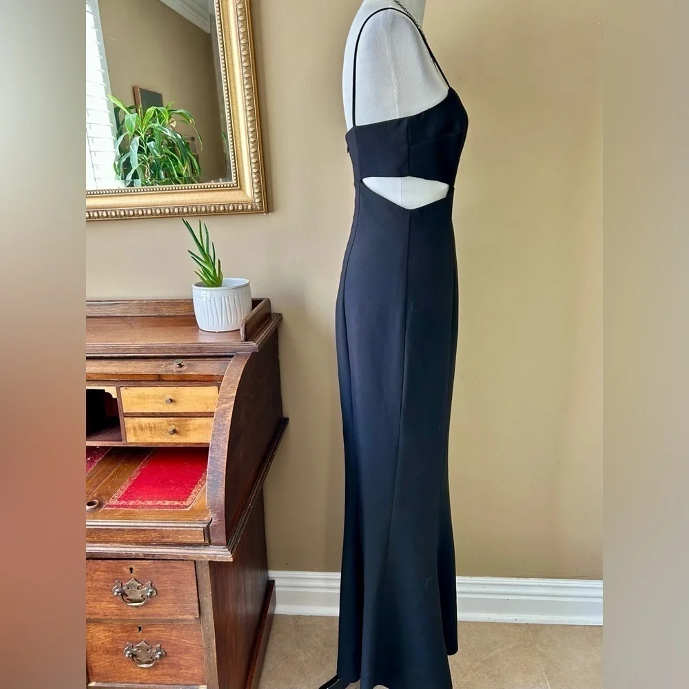 Likely Black Tamarelli Gown Revolve Mermaid Side Cutout Spaghetti Straps Size 14 - Picture 8 of 13